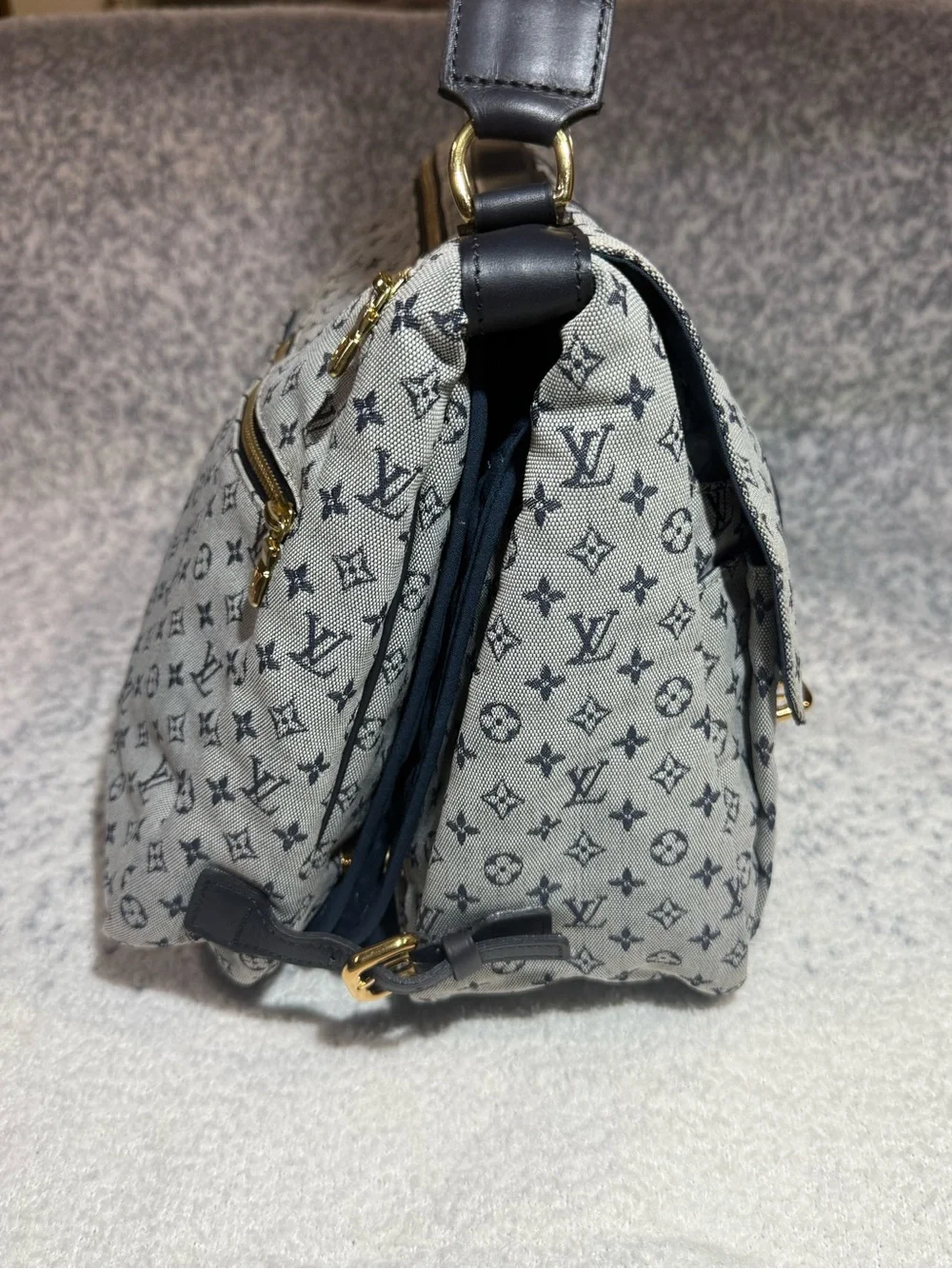 Louis Vuitton Gray Monogram Messenger with Black Straps